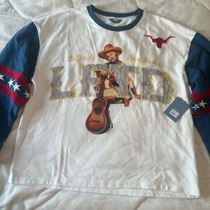 Lifted Anchors Western Long Sleeve Tee - White and Navy